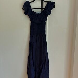 Hill House Blue Maxi Sundress with Puff Cap Sleeves